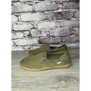 Sanuk Lil Pair O Dice Youth Green Canvas Sidewalk Surfer Shoes Kids Sz 3US/33EU